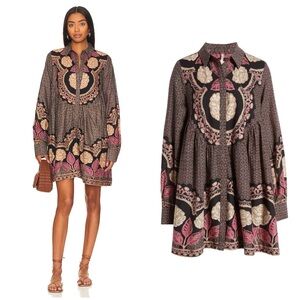 Free People NWT Smell The Roses Print Mini Dress SZ S Lined, Snap Front